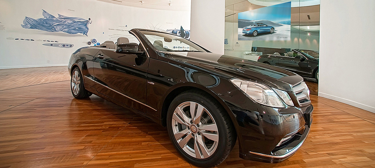 65.0" Glass TV for commercial application, installed in a retail environment @ Mercedes Benz showroom in Singapore.